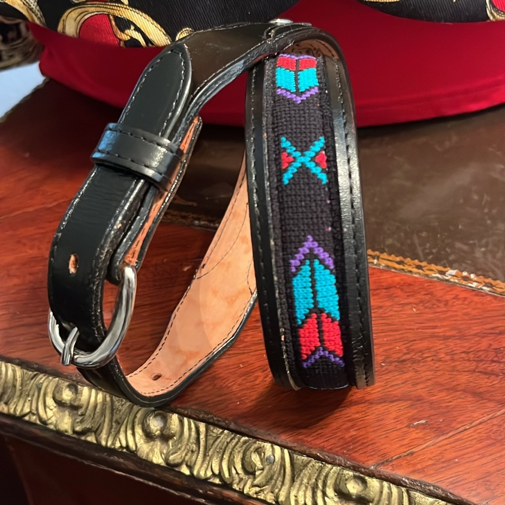 Aztec Handcrafted Leather Belt in Tan with Black Edging - Picture 14 of 14